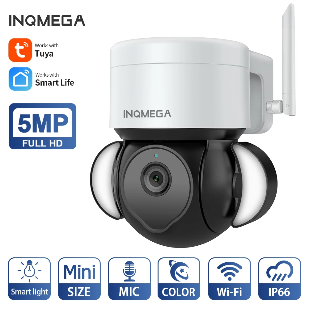 INQMEGA 5MP Wifi TUYA PTZ CAMERA ip camera Smart Cloud Video Surveillance Outdoor Auto Tracking Google Home Alexa PTZ IP Camera