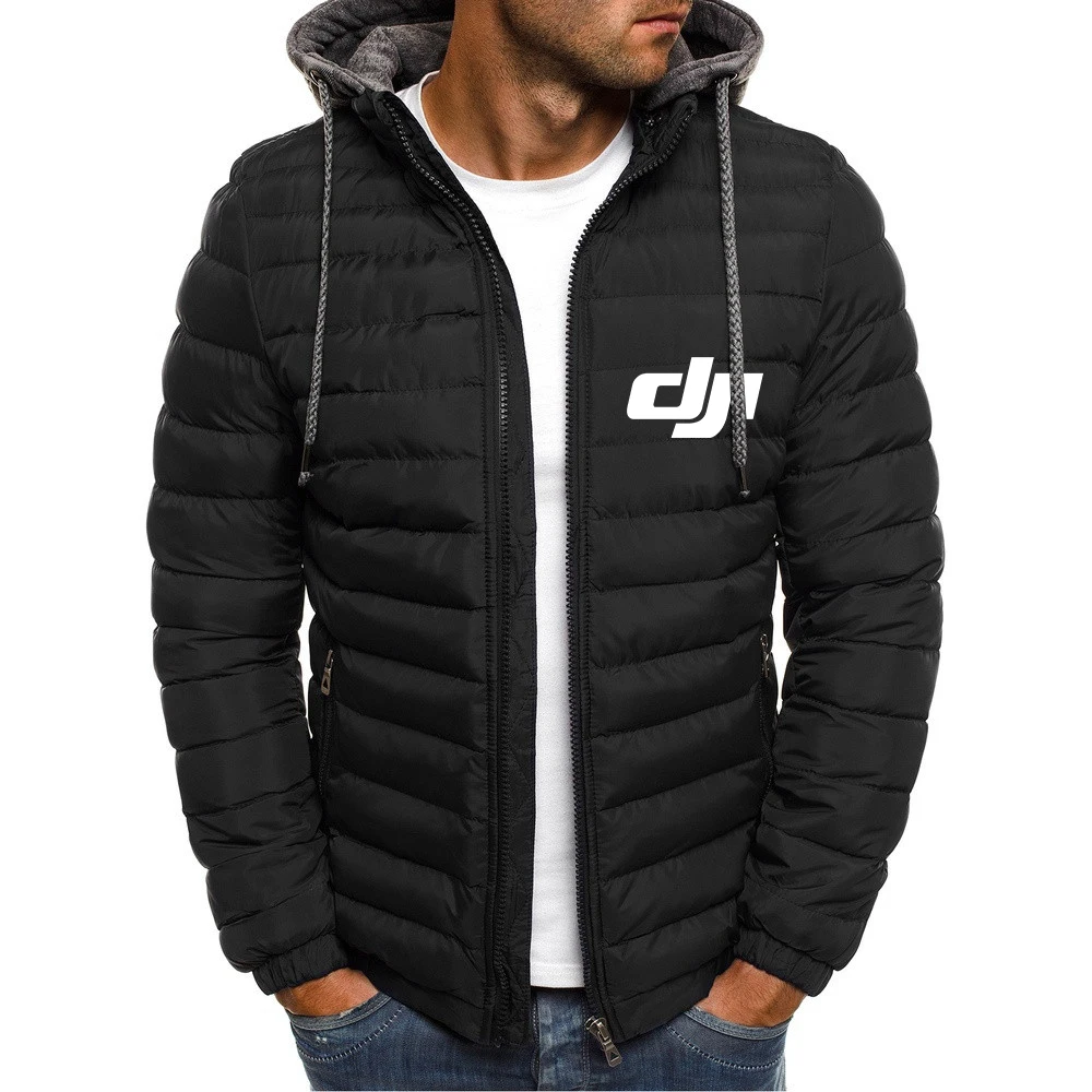 2022 Winter Men's DJI Professional Pilot Drone Print New Man Casual Warm Thick Comfortable Decal Jackets Casual Hooded Overcoats plain sweatshirts