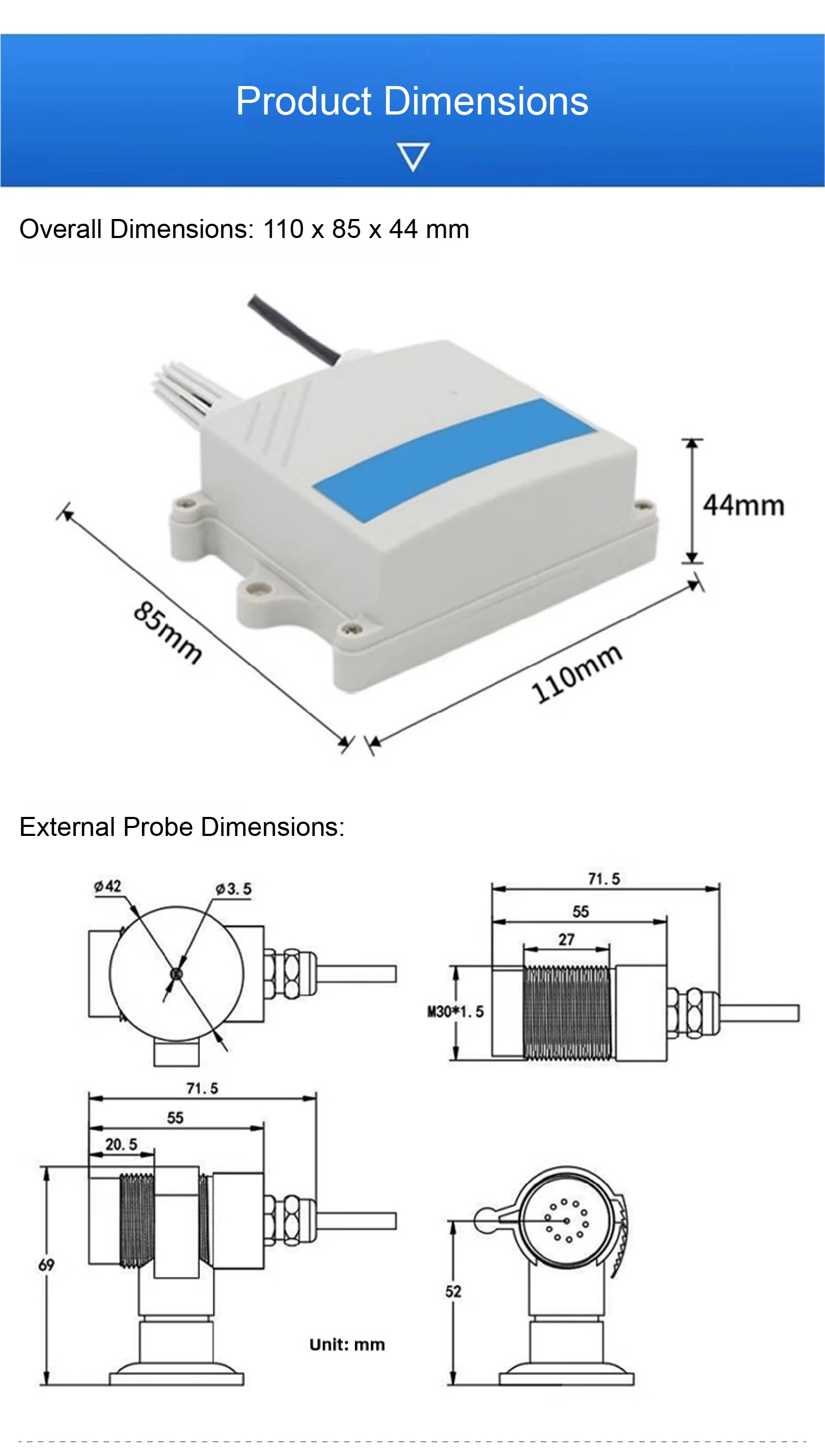 Industrial O₂ Sensor RS485 4-20mA 0-10V Output Wall Mounted O₂ Transmitter for A