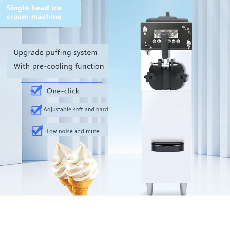 900W Single Head Desktop Automatic Soft Ice Cream Machine Large Capacity Fruit Digital Display High Quality |