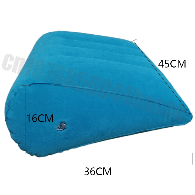 Oreiller Gonflable Triangulaire Bleu Marine - Soutien Lombaire Et Jambes