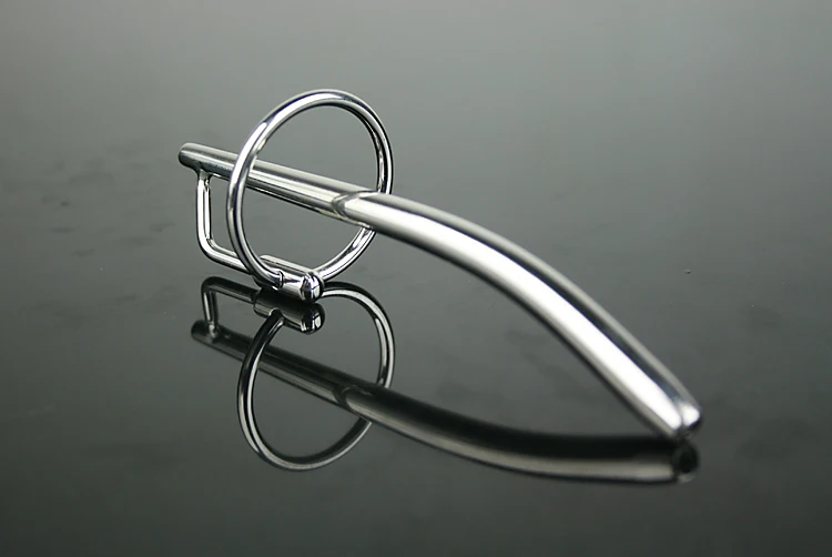 Male Stainless Steel Catheter Tube W Cock Ring Urethral Sounding Stretching Stimulate Penis Plug Adult BDSM Sex Toy A526
