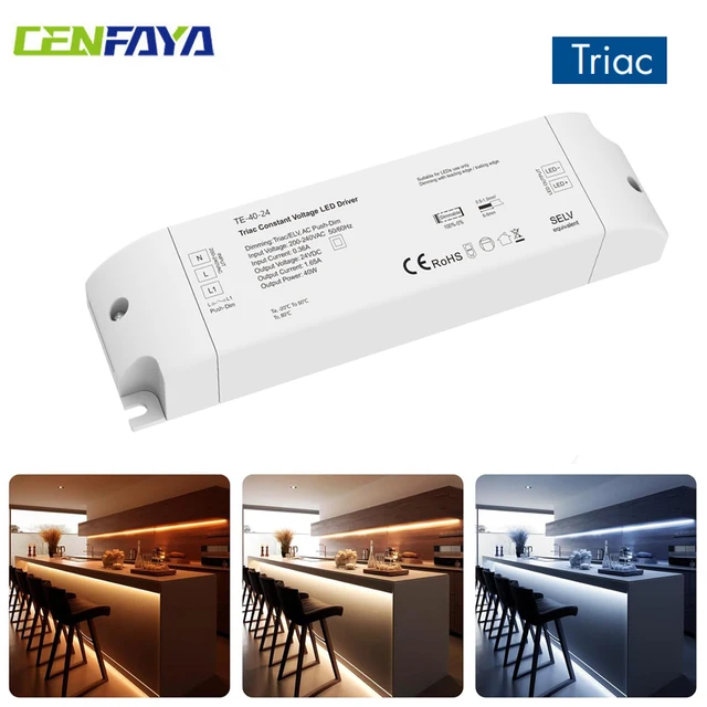 CENFAYA 40W Triac Dimmable Driver Power Supply DC12V 24V หม้อแปลงไฟฟ้าใช้งานร่วมกับลูตรอนและเลวิตันเครื่องหรี่สำหรับไฟ LED 1