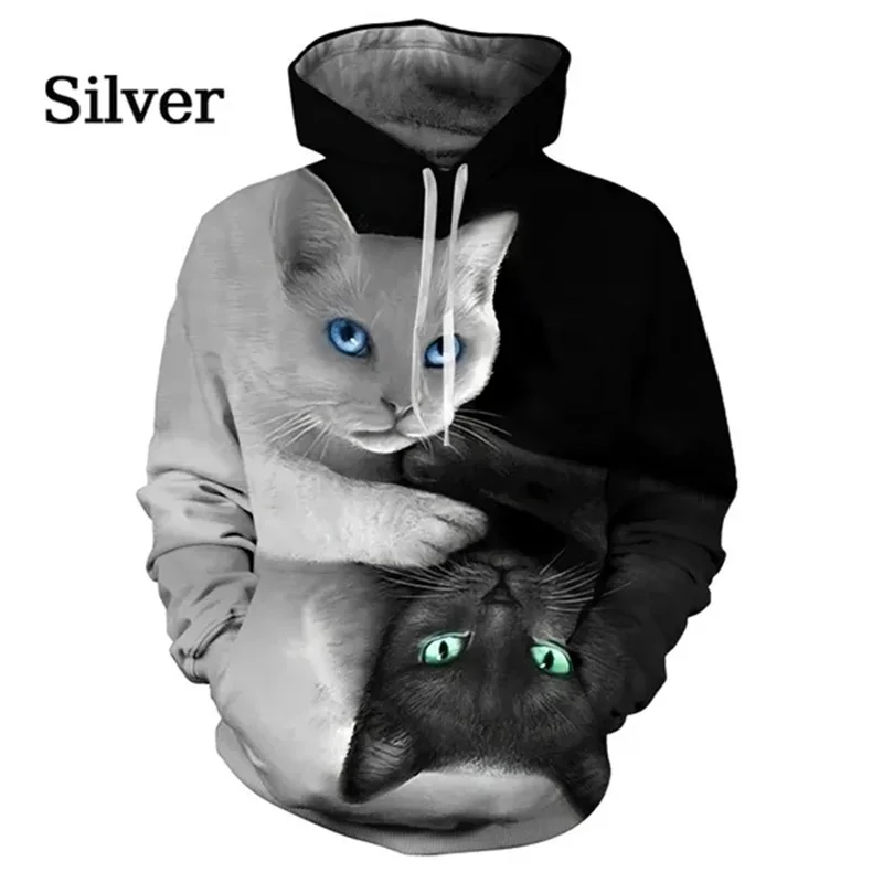 thumbnail image 1 of Sudadera con capucha con estampado 3D de lindos gatos para hombres y mujeres, sudaderas con capucha divertidas con gatos, sudaderas casuales, ropa de calle, 1 of 5