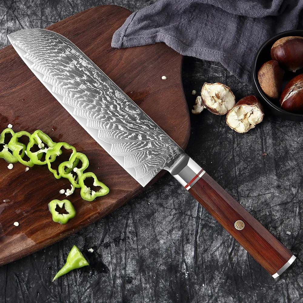 

XITUO Japanese VG10 Damascus Steel Santoku Knife 7 Inch Best Pro Santoku Chef’s Knife Ultra Sharp Blade Edge Octagonal Handle