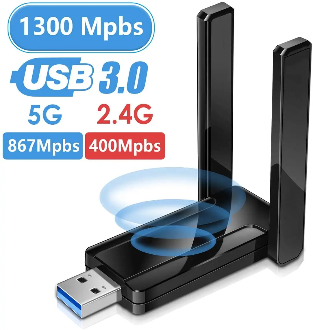 JCKEL 1300Mbps 수용체 WIFI 접합기 PC USB3.0 를위한 무선 USB 네트워크 카드 이중 Band2.4G 5G Wi Fi 적응 수신기