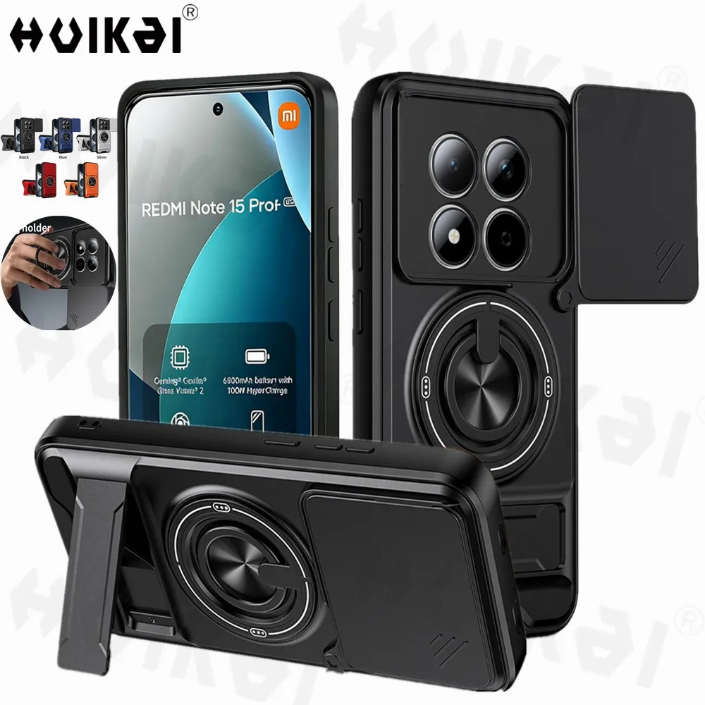 Shockproof Armor Kickstand Cover with Slide Camera Protector