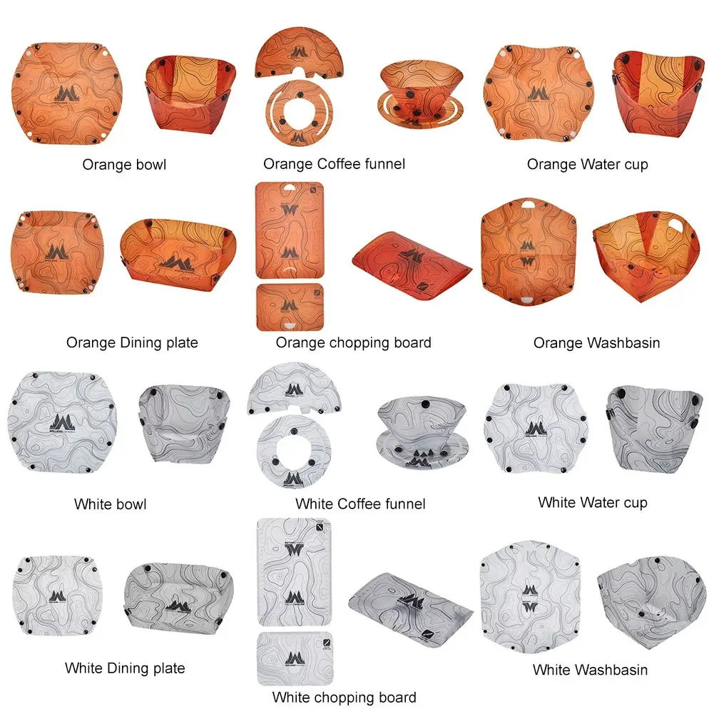 Outdoor Lightweight Folding Tableware Wear Resist Ultra Light Tableware Set Plastic Bowl Plate Cup Filter for Camping Hiking