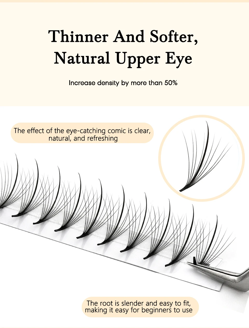 Rujade 3D 5D 7D 9D Vorgefertigte Wispy Fans Wimpern Scharfer spitzer Stiel Faux Nerz Wispy Spike Russische Volumenfächer Wimpernverlängerungen – Detail 7