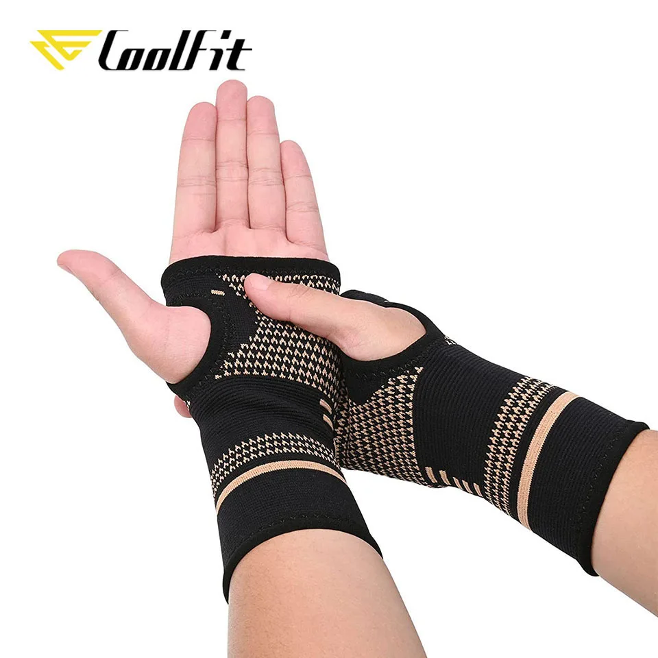 Coolfit Copper Professional Wristband Sports Compression Wrist Guard Arthritis Brace Sleeve Support Elastic Palm Hand Glove