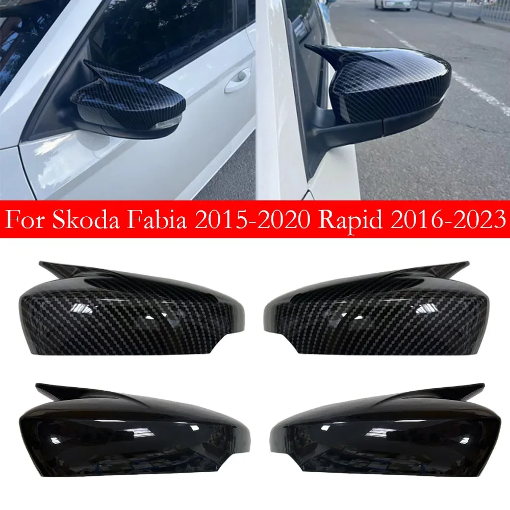 Für Skoda Fabia 2015-2020 Schnelle 2016-2023 Auto Aufkleber Rück Seite Spiegel Abdeckung Flügel Kappe Außentür rückansicht Fall Trim ABS