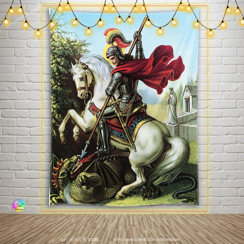 Tapestry Decorations Jesus Virgin Mary Tapestry Home Decorative Angel St. George Wall Hanging Christ Ethiopia Orthodox Room Decor