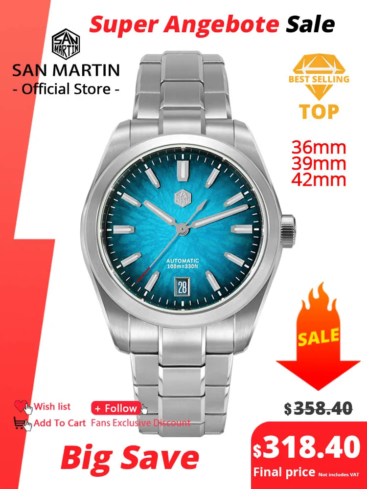 San Martin Mechanical Watch 36mm 39mm 42mm SN0144 JianZhan Gada Miyota 9015