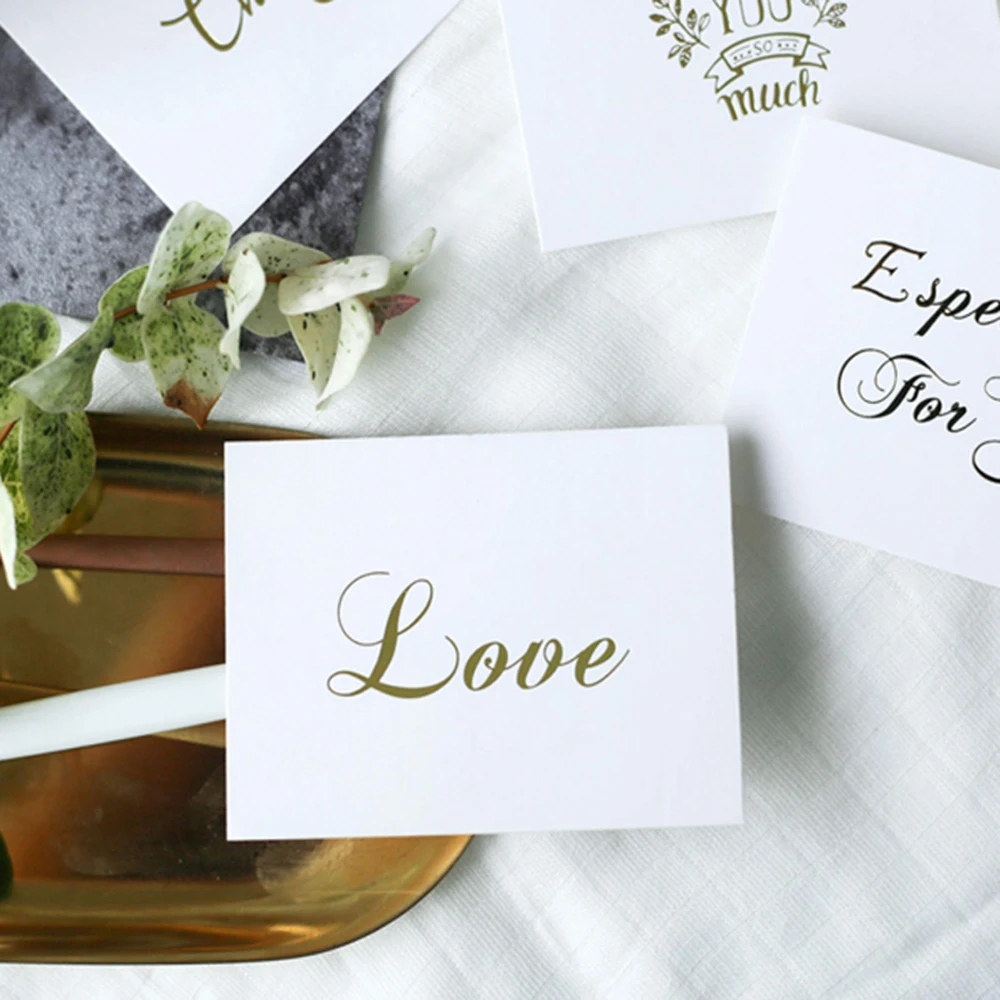 Elegant Gold Stamped Thank You Greeting Cards - Set of 50, 6x8cm White with Simple Design