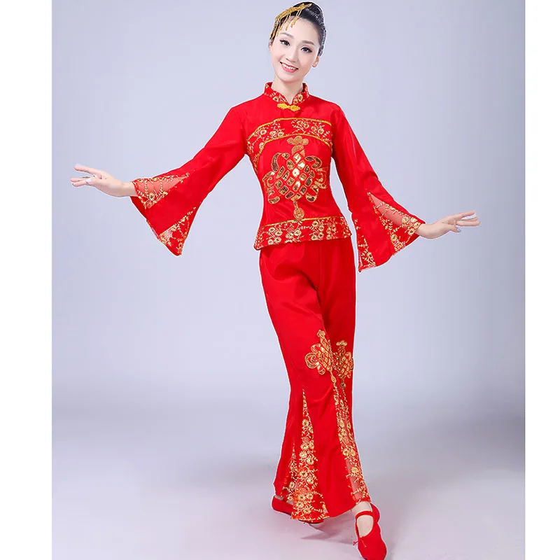 

New Style Yangge Dance Children's Costumes Adult Female Chinese Red Lantern Show Costume Stage Performance