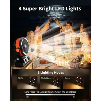 coldSky 20000mAh Battery Camping Fan with 4 LED Lantern 8 Speeds Desk Fan Portable Outdoor Fan for Tent Power Outages Jobsite 4