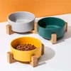 Dog Bowl Cat Bowl Ceramic Bowl Water Bowl Wooden Frame Protection Cervical Spine Tall Dog Drinking Bowl Pet Bowl Pet Supplies 1