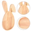 Bunny Dip Bowl Rabbit Serving Tray Bread Display Wooden Plate Shaped Board Khaki Fruit 1