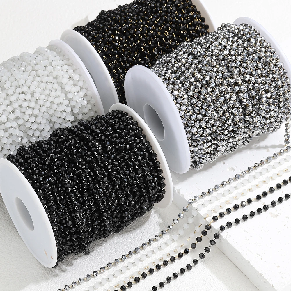 Elegant Stone Stainless Steel Chain with Crystal Beads