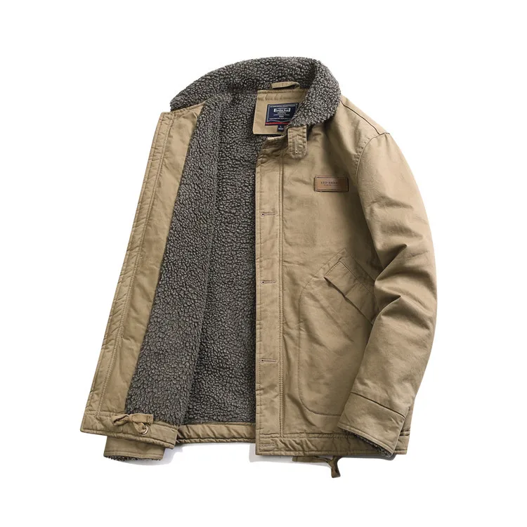 

Male Cotton Jackets Padded Warm Loose Parka Coat Vintage Short Jacket Man Solid Zip Windbreaker Winter Men's Casual Windbreake