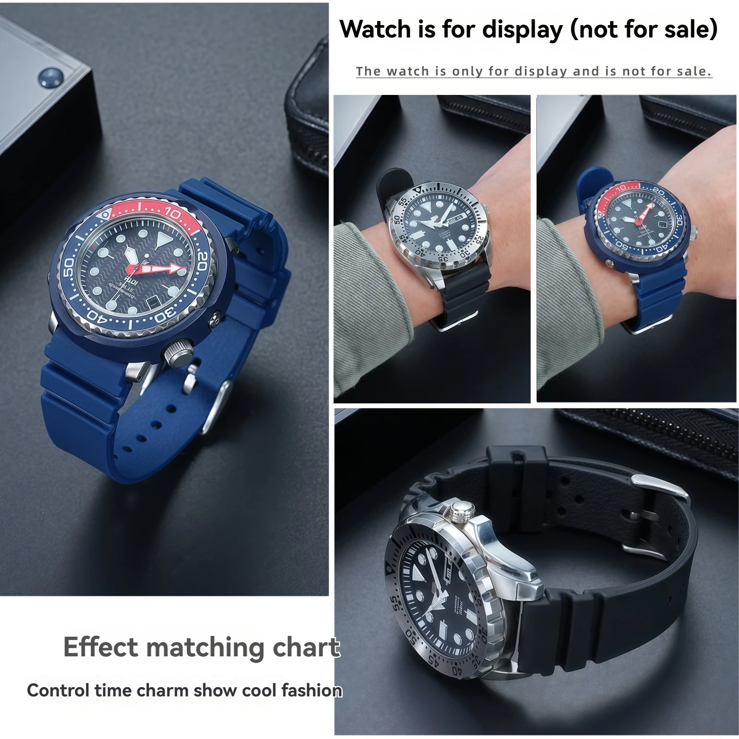 Men's Sports Waterproof Silicone Watch Strap - 22mm Rubber Replacement Band