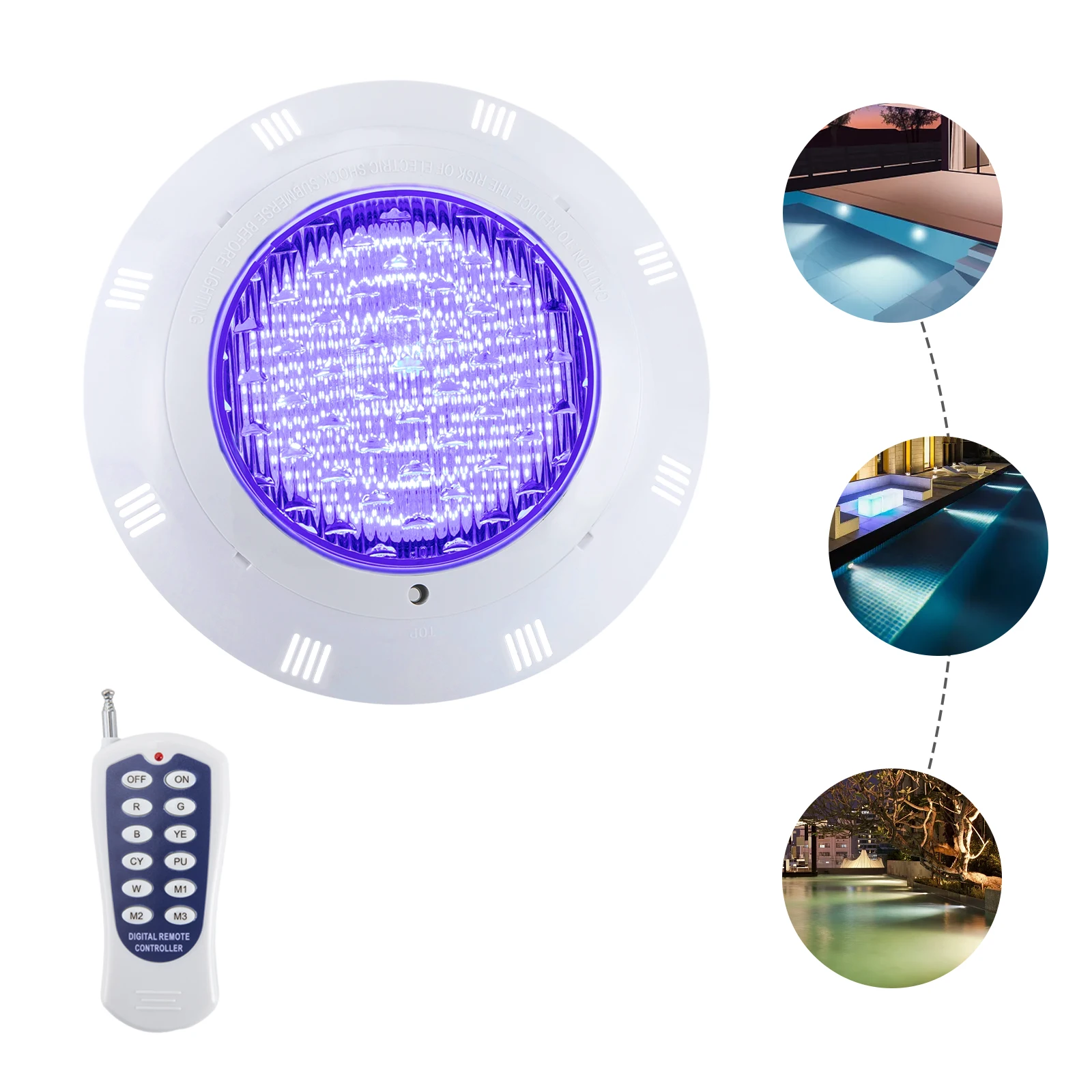 Luce per piscina a LED RGB AC 12V 45W/36W 7 colori Luci per piscina regolabili IP68 Lampada subacquea impermeabile con telecomando - immagine 5