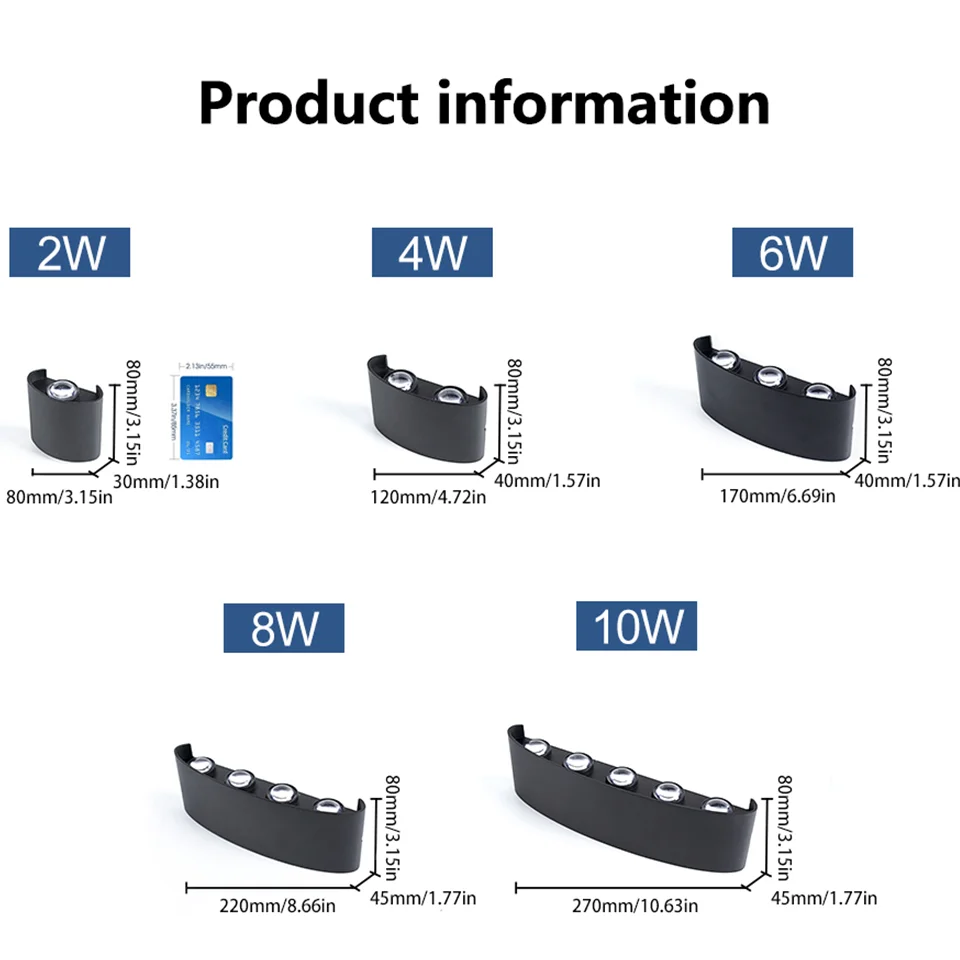 LED Wall Lamp LED Bulb Outdoor Light Waterproof IP66 Wall Light Porch Garden Lights Living Room Street Stairs
