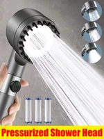 High-pressure Shower Head 3-mode Adjustable Spray with Massage Brush Filter One Key Stop Water Rain Shower Bathroom Accessories 1