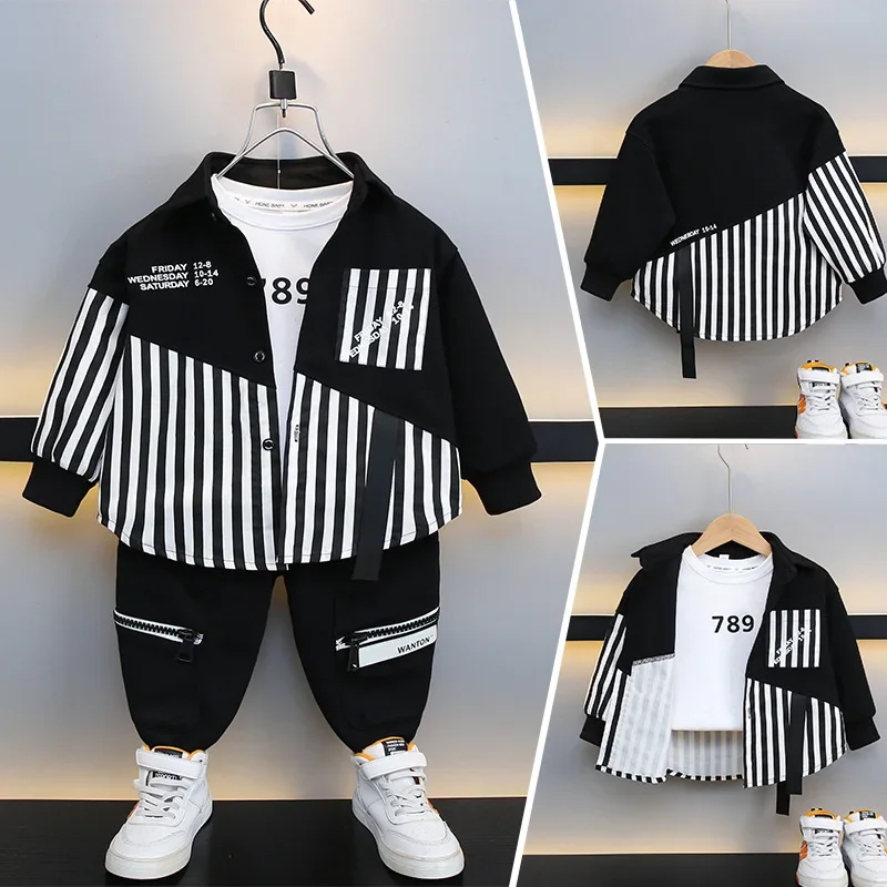 Boys Stripe Shirt Casual Spring Autumn Clothes Fashionable Children Top Baby Boy Spring Summer Autumn Winter Outfits