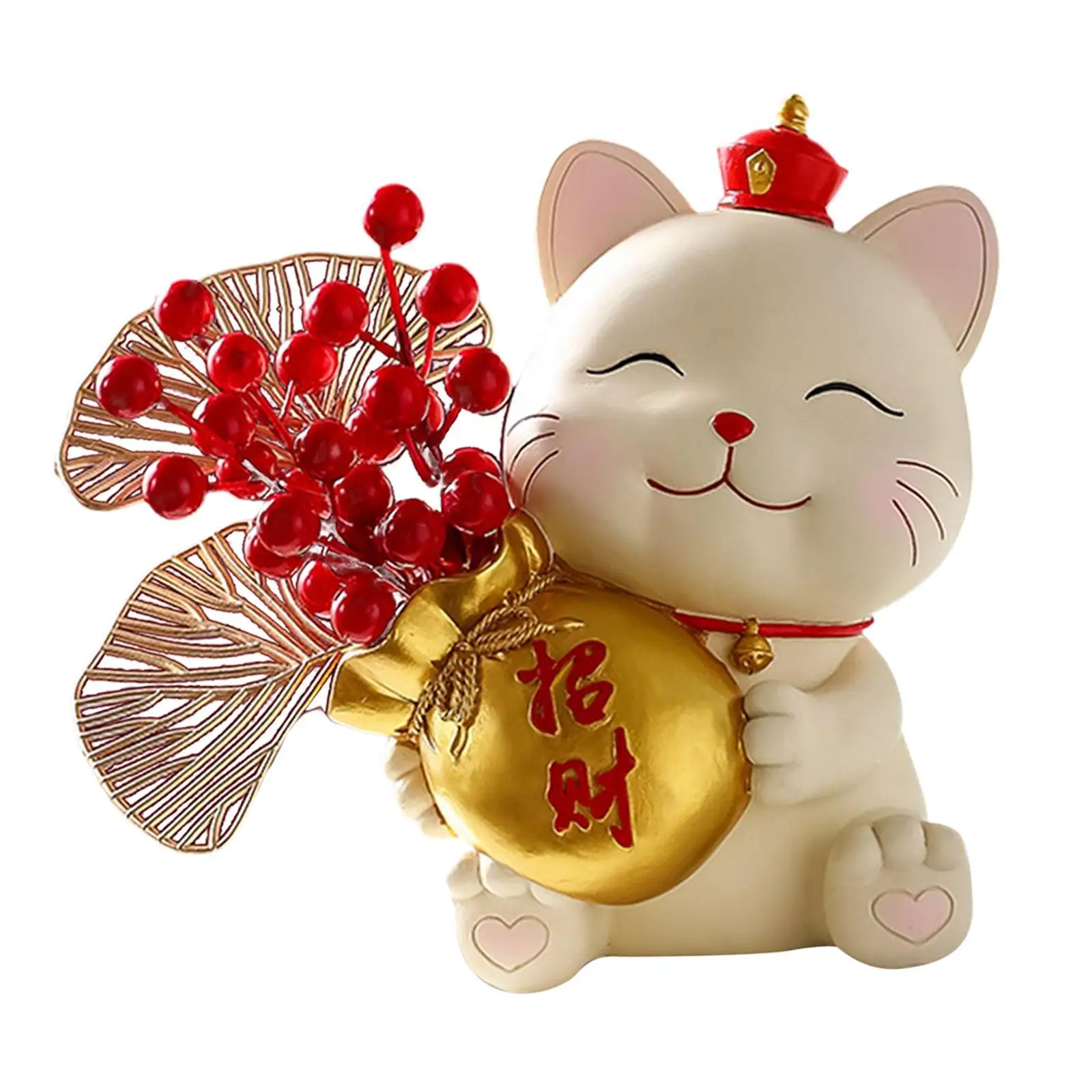 

Resin Lucky Cat Figurine Collectable for Present Dining Room Home Art Decor