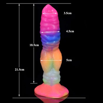 QKKQ Candy Colors Luminous Dildo Animal Horse Dog Penis Big Knot Anal Plug Female Masturbate G-spot Clitoral Stimulator Sex Toys 4