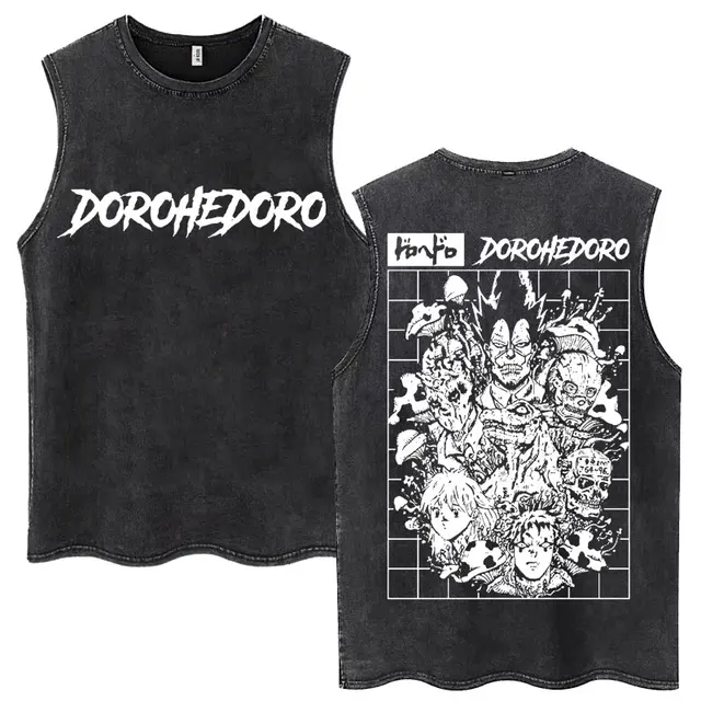 Anime Dorohedoro Kaiman Vintage Washed Tank Tops Harajuku Manga Sleeveless T Shirt Men Women Fashion Casual Cotton Loose T-shirt 3 Anime Dorohedoro Kaiman Vintage Washed Tank Tops Harajuku Manga Sleeveless T Shirt Men Women Fashion Casual Cotton Loose T-shirt 3