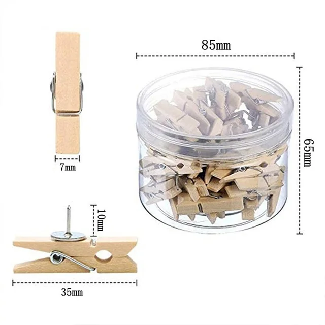 20pcs/Box Durable Wooden Clip Office School Stationery Push Pins Decorative Binder Thumb Tacks For Cork Blackboard 6