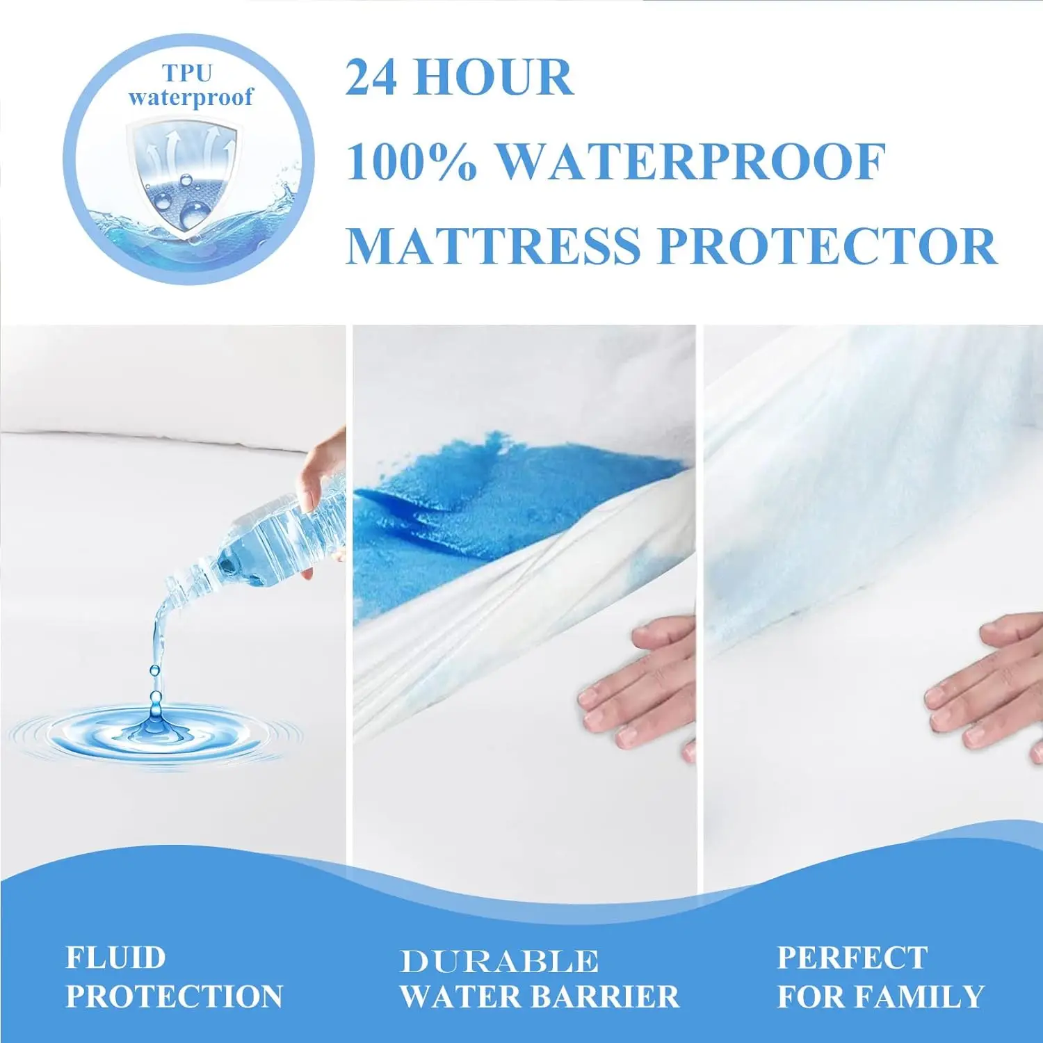 S4541e7eec7e74a7db0ed17580a5e2b45e Waterproof Mattress Protector - Fitted with Stretchable Pockets - Machine Washable Cotton Mattress Cover for Bed Mallzona