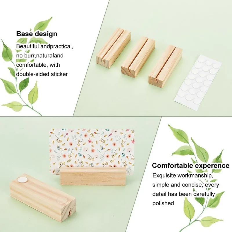 20PCS Wood Place Card Holders Wood Name Card Holder for Wedding Party Events Decoration Double Side Display Mini Blackboard