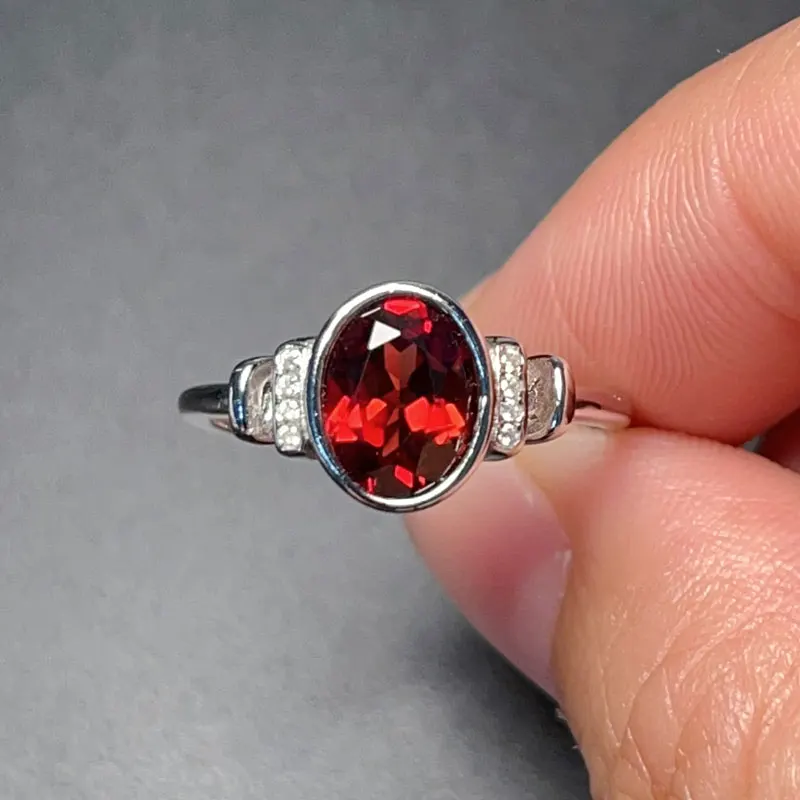 

Deep Red Color Garnet Ring 1ct Natural VVS Grade Garnet 925 Silver Ring 18K Gold Plating Sterling Silver Jewelry for Daily Wear