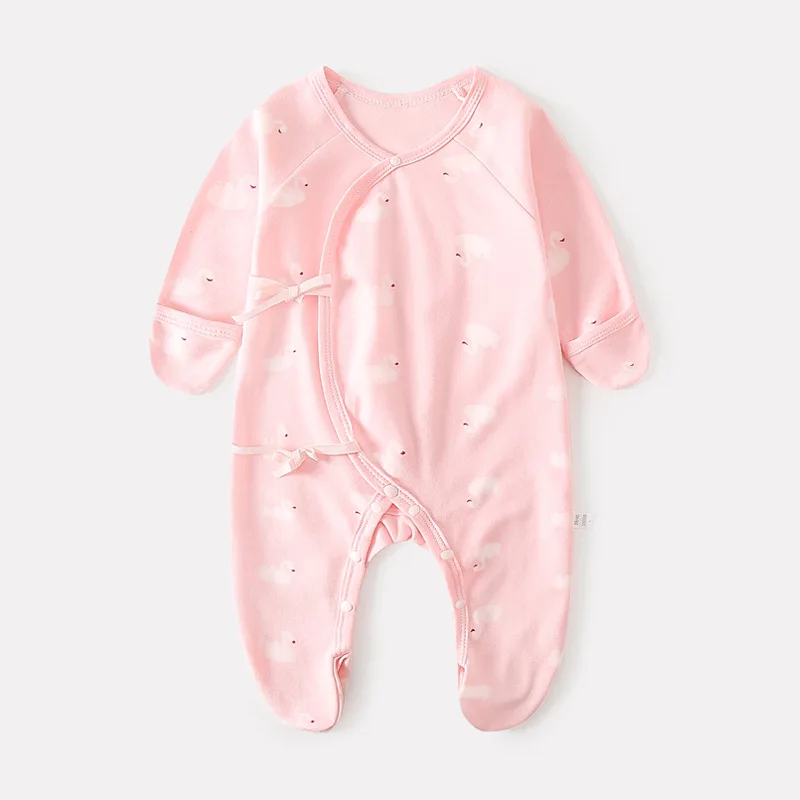Newborn Jumpsuit Baby Boys Girls Cotton Rompers Infant With Anti-Scratch Glove Boneless Sewing Clothes 0-6 Month