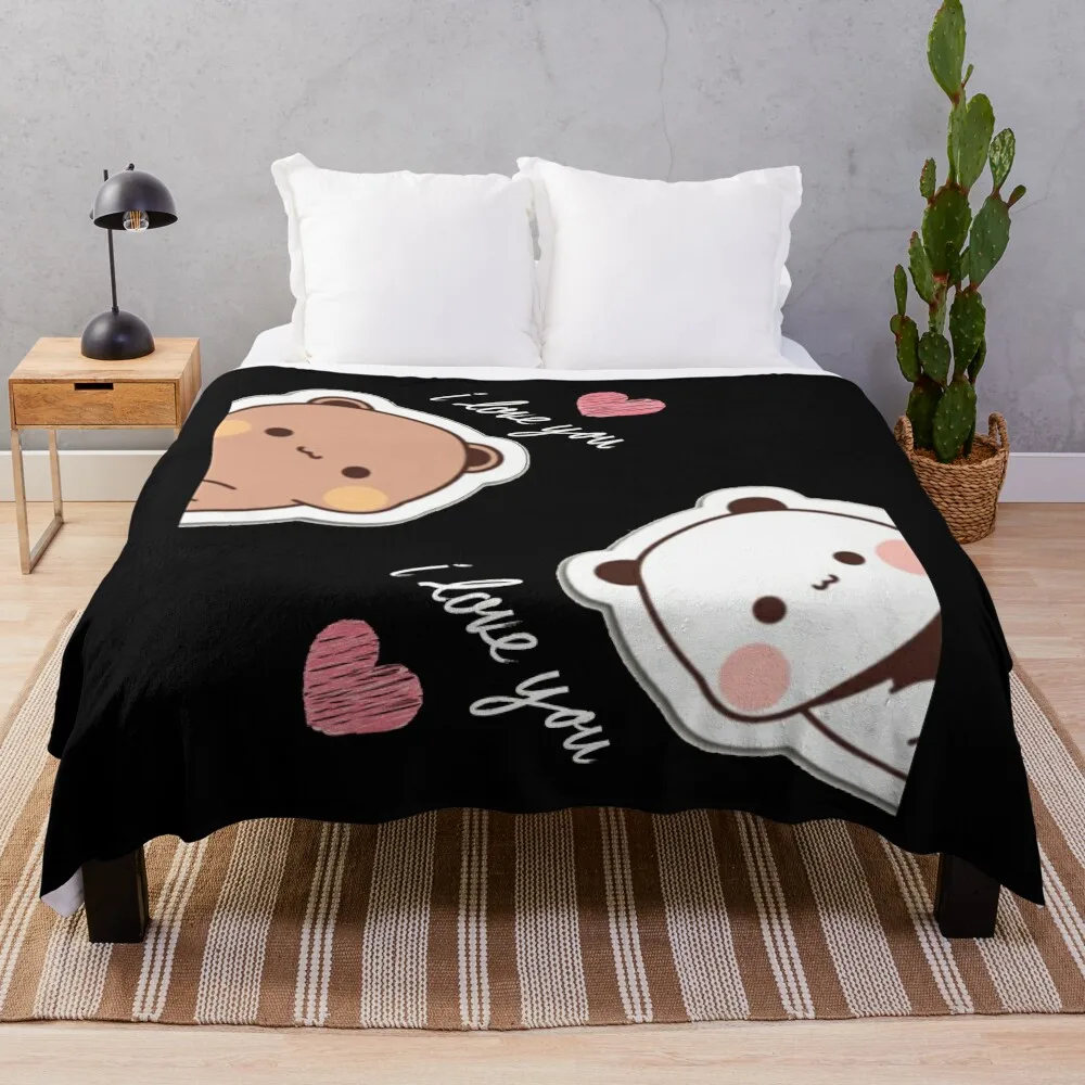 

I love you Bear and Panda Dudu and Bubu Throw Blanket Fashion Sofas Flannel Sofa Quilt Blankets
