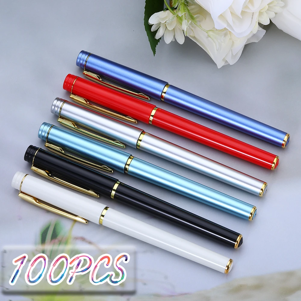 100pcs Business Signature Pen Gel Pens Material School Stationary Supplies Graffiti Writing Tool Promotions Gift Wholesale white marker pen oily marker pen for metal plastic marker waterproof permanent writing draw graffiti pen diy supplies hand tools