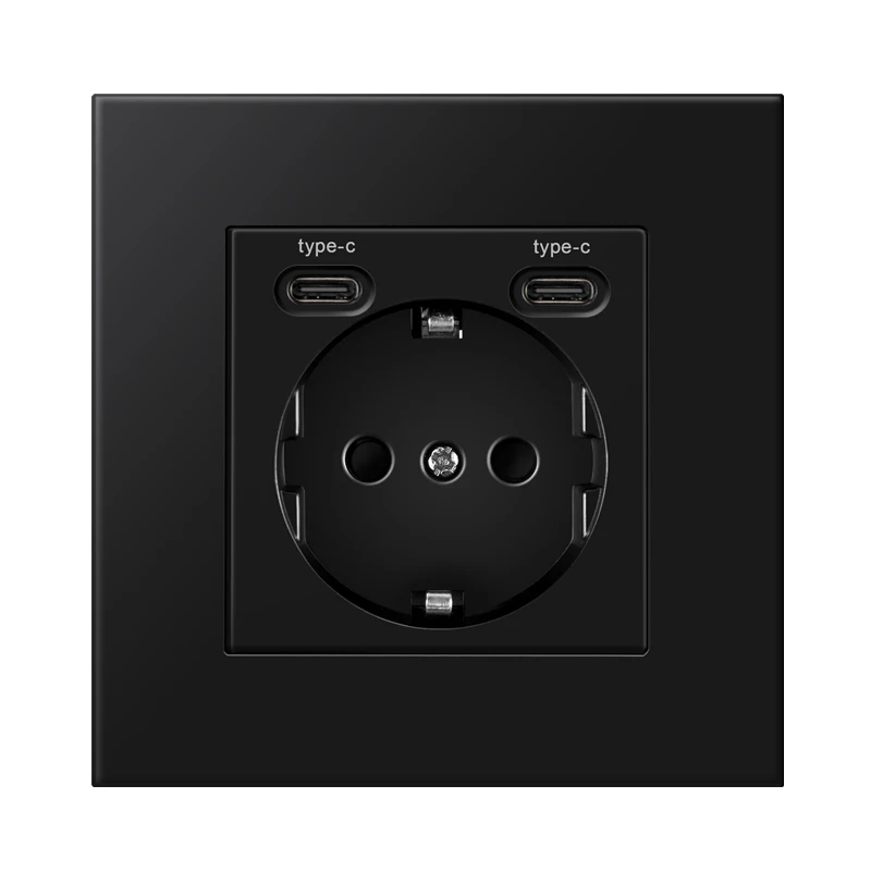 Enhanced Wall USB Plug with Dual EU Standard 16A AC Sockets – Modern Design 110V-250V Panel Socket