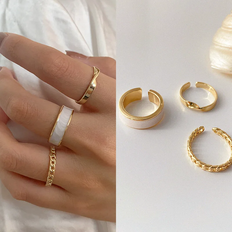 3pcs/set Rings Set for Women Adjustale Rings Set bague femme anillos para hombre Gold Color Twisted Design Jewelry