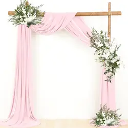 Elegant Dark Green Chiffon Wedding Arch Draping Fabric for Ceremony Reception Backdrop and Party Decor (Pink)