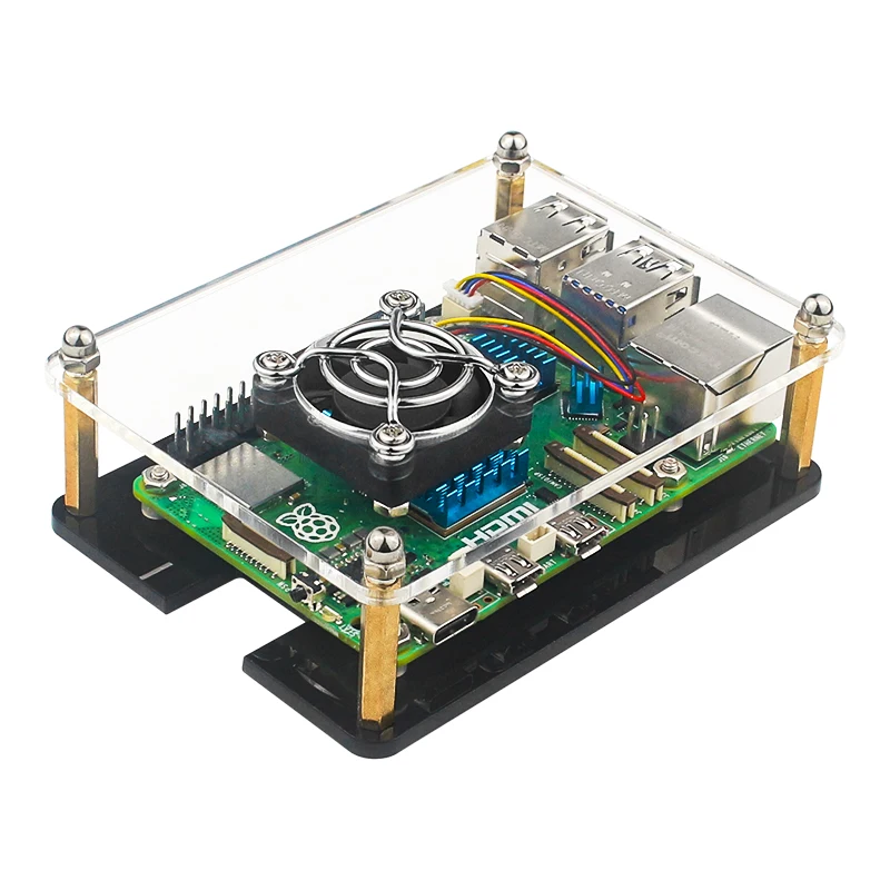 Raspberry Pi 5 Acrylic Case 1-5 Layer Transparent Enclosure PWN Cooling Fan Stac