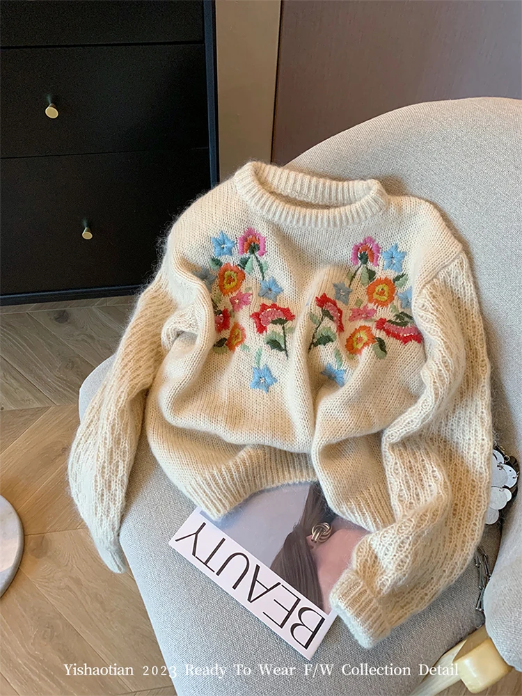 Pull Bébé Fille Avec Inscription "Sister" Et Broderie Fleur – Manches Longues, Col Rond – Taille 4 Ans – Coton/polyester