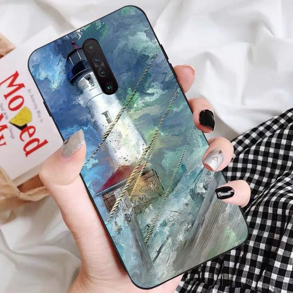 Hand Painted Lighthouse Bird Seagull Mousepad For Redmi 5 6 7 8 9 10 plus pro 6 7 8 9 A GO K20 K30 K40 pro plus F3 Fundas