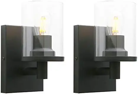 

of 2 Industrial Sconces, Bathroom Vanity Lights with Clear Glass and E26 Base, Chrome Finish Mount Fixtures for Living Room B