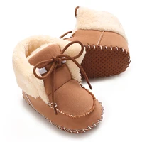 New Winter Baby Snow Boots Warm Plush Rubber Soft Sole Tie Up Kids Girls Boys First Walker Shoes for Christmas Baby Booties 6