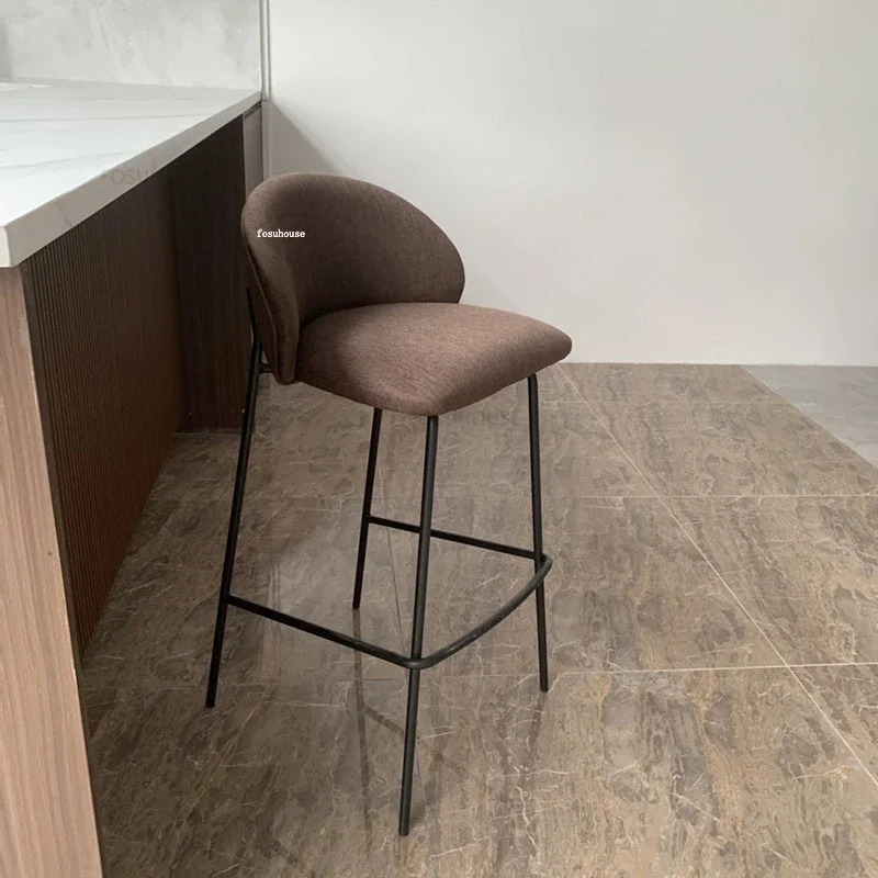 Nordic Light Luxury Bar Chairs Home Bar Chair for Kitchen Iron Front Desk Stools Modern Minimalist Leisure Back High Stool