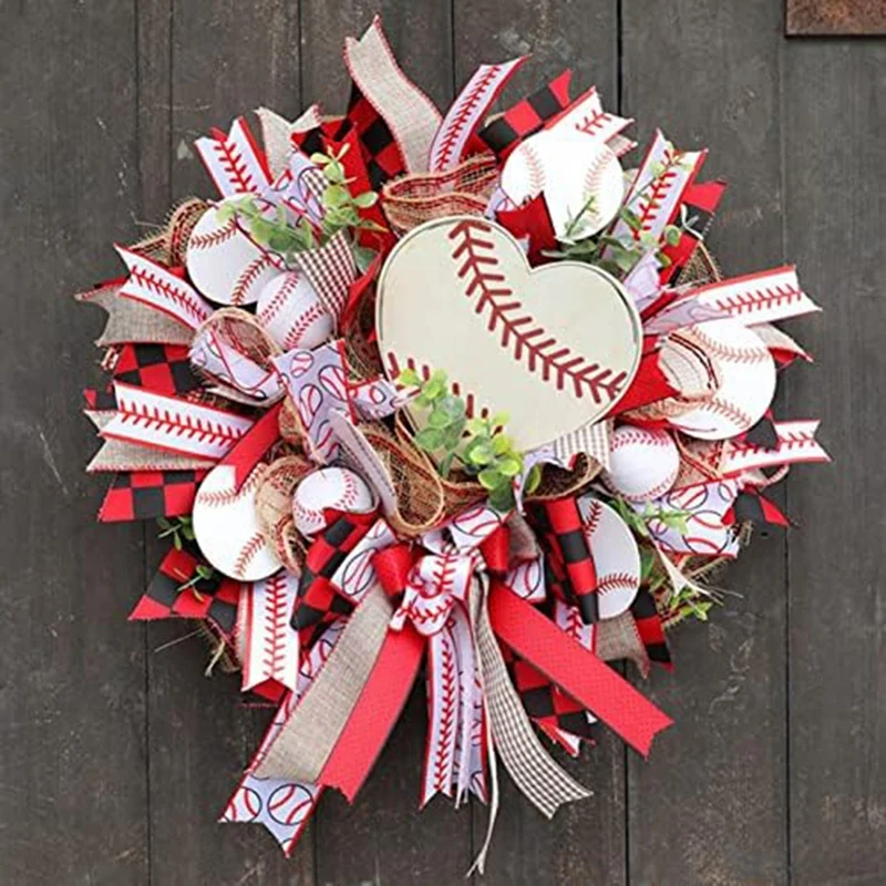 

Патриотический венок, высококачественные подвесные украшения, бейсбольный венок, декор для праздника, торжества, входная дверь