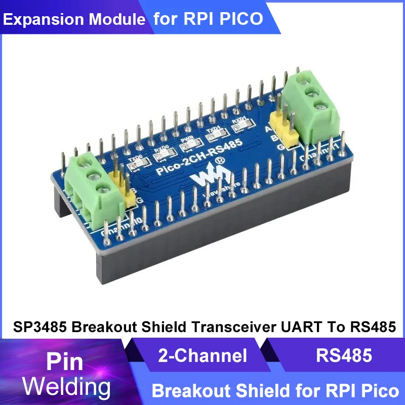 

Raspberry Pi Pico 2-Channel RS485 Expansion Module HAT SP3485 Breakout Shield Transceiver UART To RS485 Board for RPi Pico